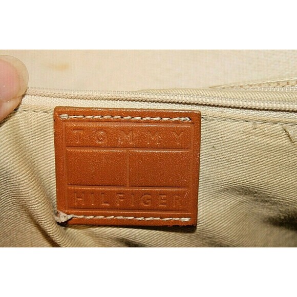 Tommy Hilfiger Shoulder Bag Vintage Tan Brown Canvas Purse Leather Handbag - Picture 6 of 10